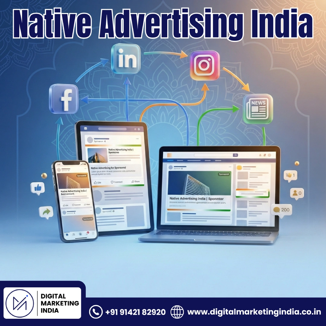 Professional native advertising services India - sponsored content seamlessly integrated into digital platforms with Indian cultural design elements